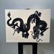 Vintage Lamp Shade With Embroidery Black Dragon