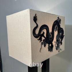 Vintage Lamp Shade With Embroidery Black Dragon