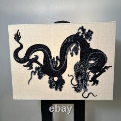 Vintage Lamp Shade With Embroidery Black Dragon