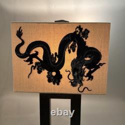 Vintage Lamp Shade With Embroidery Black Dragon
