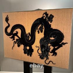 Vintage Lamp Shade With Embroidery Black Dragon
