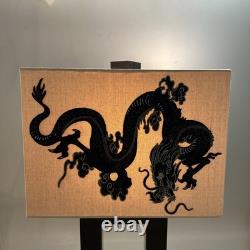 Vintage Lamp Shade With Embroidery Black Dragon