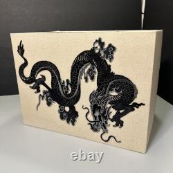 Vintage Lamp Shade With Embroidery Black Dragon