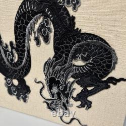 Vintage Lamp Shade With Embroidery Black Dragon