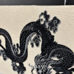 Vintage Lamp Shade With Embroidery Black Dragon