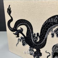 Vintage Lamp Shade With Embroidery Black Dragon