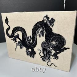 Vintage Lamp Shade With Embroidery Black Dragon