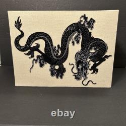 Vintage Lamp Shade With Embroidery Black Dragon