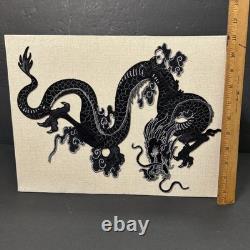 Vintage Lamp Shade With Embroidery Black Dragon