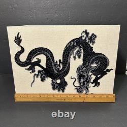 Vintage Lamp Shade With Embroidery Black Dragon
