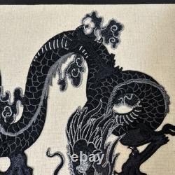Vintage Lamp Shade With Embroidery Black Dragon