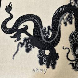 Vintage Lamp Shade With Embroidery Black Dragon
