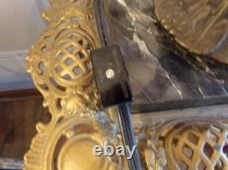 Vintage Lamp with Reverse painted Glass Shade Trees Lake