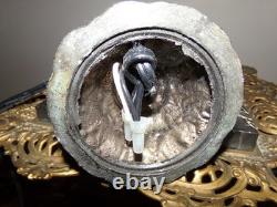 Vintage Lamp with Reverse painted Glass Shade Trees Lake