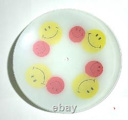 Vintage Lampshade 1970s Smiley Faces! Glass, wonderful graphics 16 Diameter