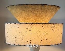 Vintage Lampshade Atomic Shape 2 Tier Fiberglass Mcm Cone Drum 10 Tall 18 Diam