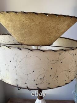 Vintage Lampshade Atomic Shape 2 Tier Fiberglass Mcm Cone Drum 10 Tall 18 Diam