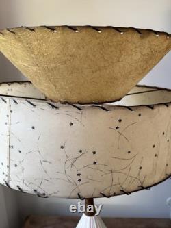 Vintage Lampshade Atomic Shape 2 Tier Fiberglass Mcm Cone Drum 10 Tall 18 Diam