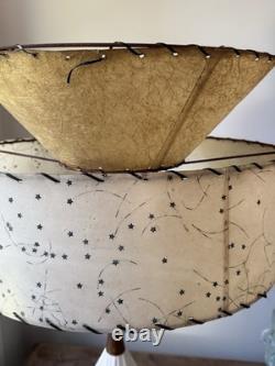 Vintage Lampshade Atomic Shape 2 Tier Fiberglass Mcm Cone Drum 10 Tall 18 Diam