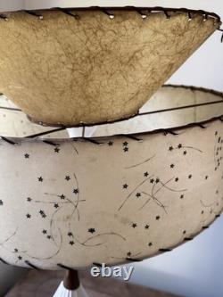 Vintage Lampshade Atomic Shape 2 Tier Fiberglass Mcm Cone Drum 10 Tall 18 Diam