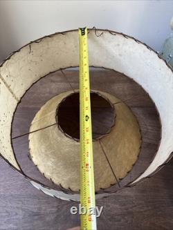 Vintage Lampshade Atomic Shape 2 Tier Fiberglass Mcm Cone Drum 10 Tall 18 Diam