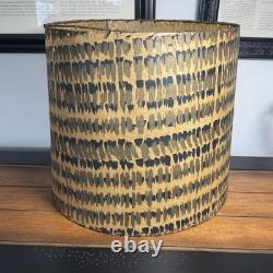 Vintage Lampshade Drum Shape Fiberglass Mcm 13 Tall Gold Beige Black Gray