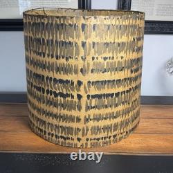Vintage Lampshade Drum Shape Fiberglass Mcm 13 Tall Gold Beige Black Gray