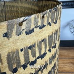 Vintage Lampshade Drum Shape Fiberglass Mcm 13 Tall Gold Beige Black Gray