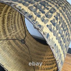 Vintage Lampshade Drum Shape Fiberglass Mcm 13 Tall Gold Beige Black Gray