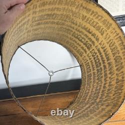 Vintage Lampshade Drum Shape Fiberglass Mcm 13 Tall Gold Beige Black Gray