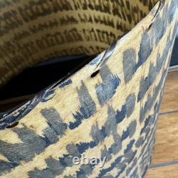 Vintage Lampshade Drum Shape Fiberglass Mcm 13 Tall Gold Beige Black Gray