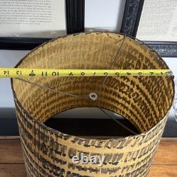 Vintage Lampshade Drum Shape Fiberglass Mcm 13 Tall Gold Beige Black Gray