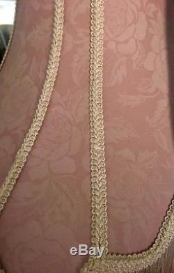 Vintage Lampshade Victorian Pink Mauve Scalloped Fringe Tapestry Large Rose