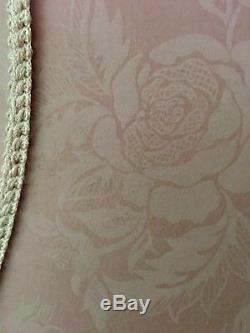 Vintage Lampshade Victorian Pink Mauve Scalloped Fringe Tapestry Large Rose