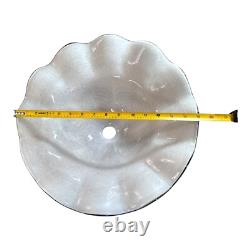 Vintage Large 15 Iridescent Pulled Feather Art Glass Lamp Shade Ruffled Edges