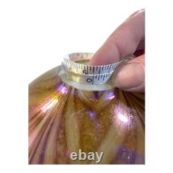 Vintage Large 15 Iridescent Pulled Feather Art Glass Lamp Shade Ruffled Edges