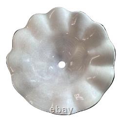 Vintage Large 15 Iridescent Pulled Feather Art Glass Lamp Shade Ruffled Edges