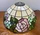 Vintage Large 16.25 Tiffany Style Stained Glass Lamp Shade Rose Floral Slag