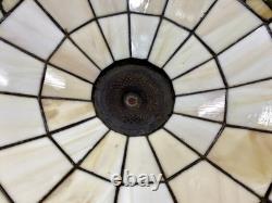 Vintage Large 16.25 Tiffany Style Stained Glass Lamp Shade Rose Floral Slag