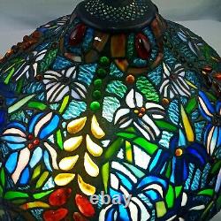 Vintage Large 18 Stained Slag Glass Lamp Shade Arts Crafts Deco Shell