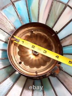 Vintage Large 19.5 Tiffany Style Stained Glass Hanging Ceiling Lamp Shade