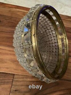 Vintage Large Crystal Beaded Dome Ceiling Light Shade