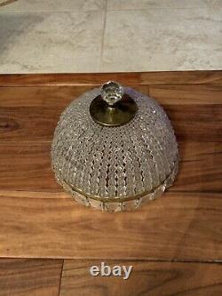 Vintage Large Crystal Beaded Dome Ceiling Light Shade
