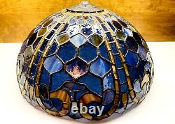 Vintage Large Leaded Stained Glass Tiffany Style Lamp Shade 19 Diameter