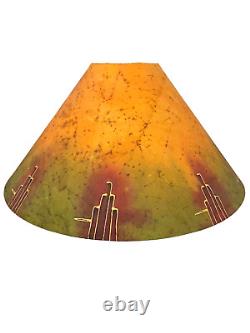 Vintage Large Linen Coolie Southwestern Art Lamp shade Set Hand Painted Signed