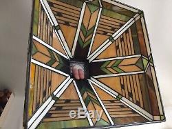 Vintage Large Multi-Colored Stained Slag Glass Lamp Shade