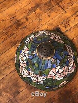 Vintage Large Tiffany Inspired Jeweled Stained Glass Lamp Shade