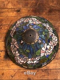 Vintage Large Tiffany Inspired Jeweled Stained Glass Lamp Shade