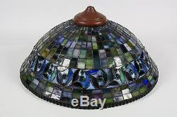 Vintage Large Tiffany Style Stained Glass Floral Design Lampshade