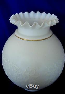 Vintage Large VIANNE VV Satin Glass Lamp Ruffle Globe / Shade Made in France